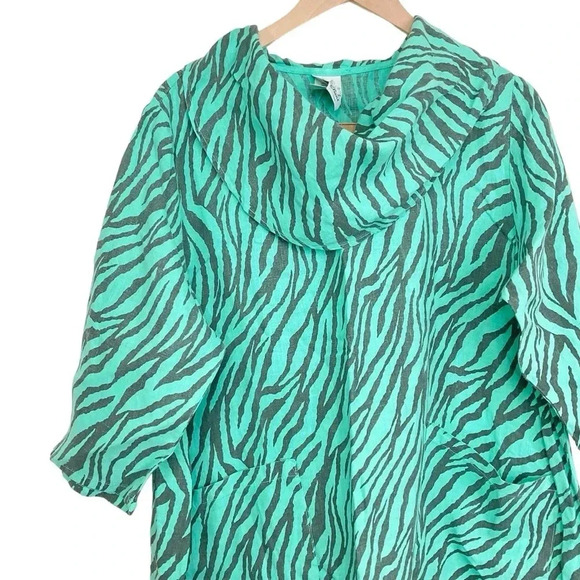 Match Point U.S.A. Linen Tunic Cowl Neck 3/4 Sleeve Top Small - Picture 2 of 6